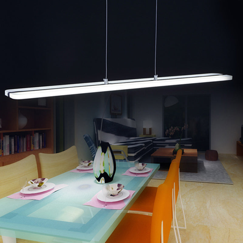 Salle à manger courbe / droite pendentif acrylique LED minimaliste suspendu plafonnier plafond en noir, chaud / blanc lumière