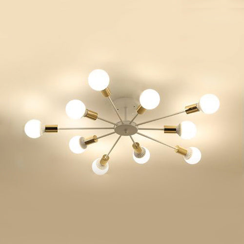 6/8/9 ampoules Spoutnik Semi encastré rétro industriel finition blanche éclairage de plafond en métal pour chambre à coucher