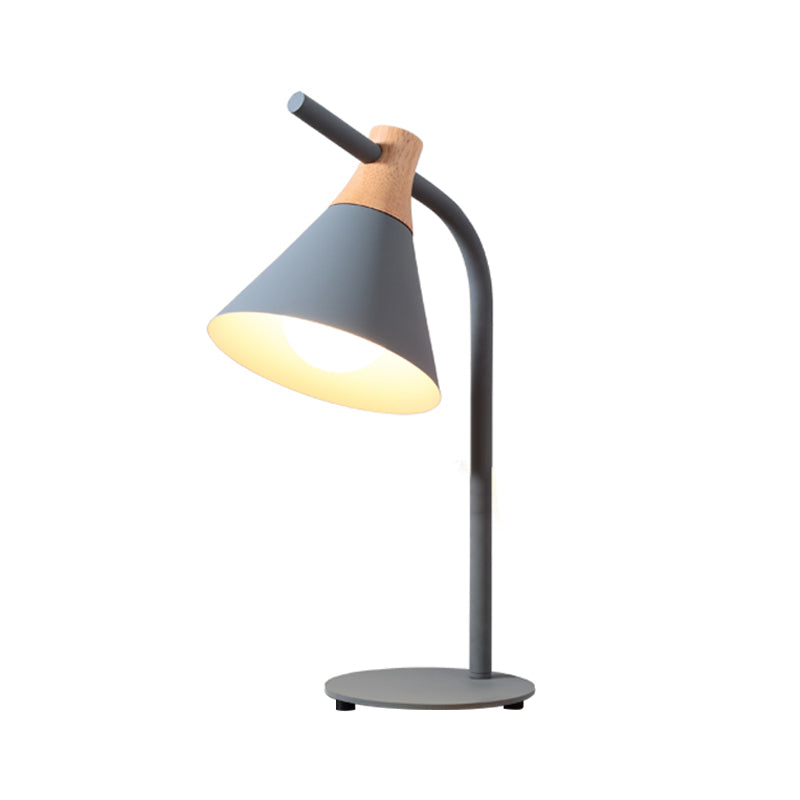 Nordic Style Cone Desk Light with Plug-In Cord Metal 1 Head Desk Lamp for Dormitory Bedroom