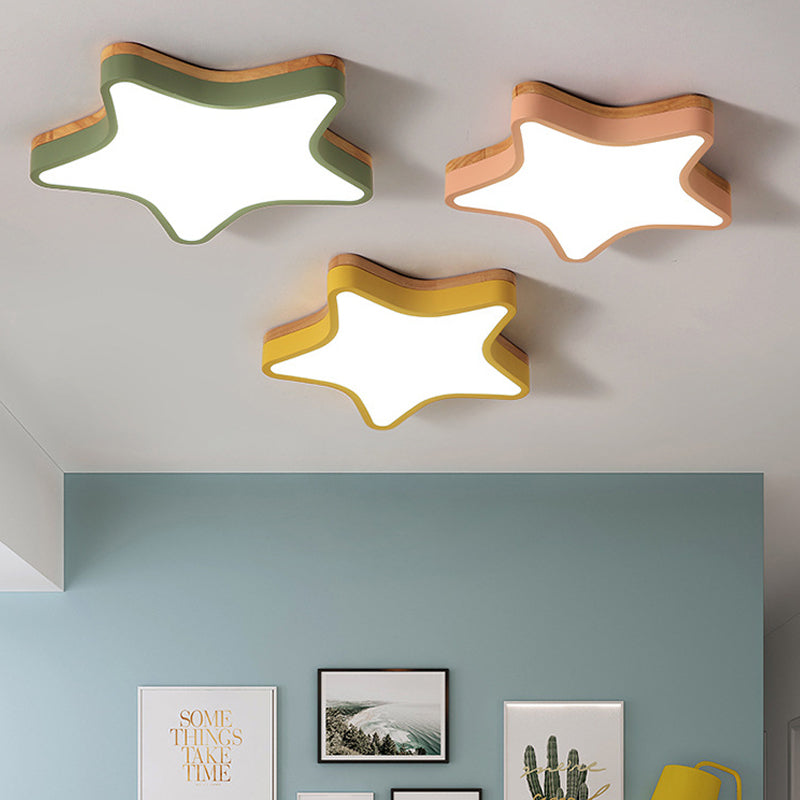 Acryl Wood Star Flush Plafond Licht Cartoon LED Plafond Licht voor Kindergarten Room