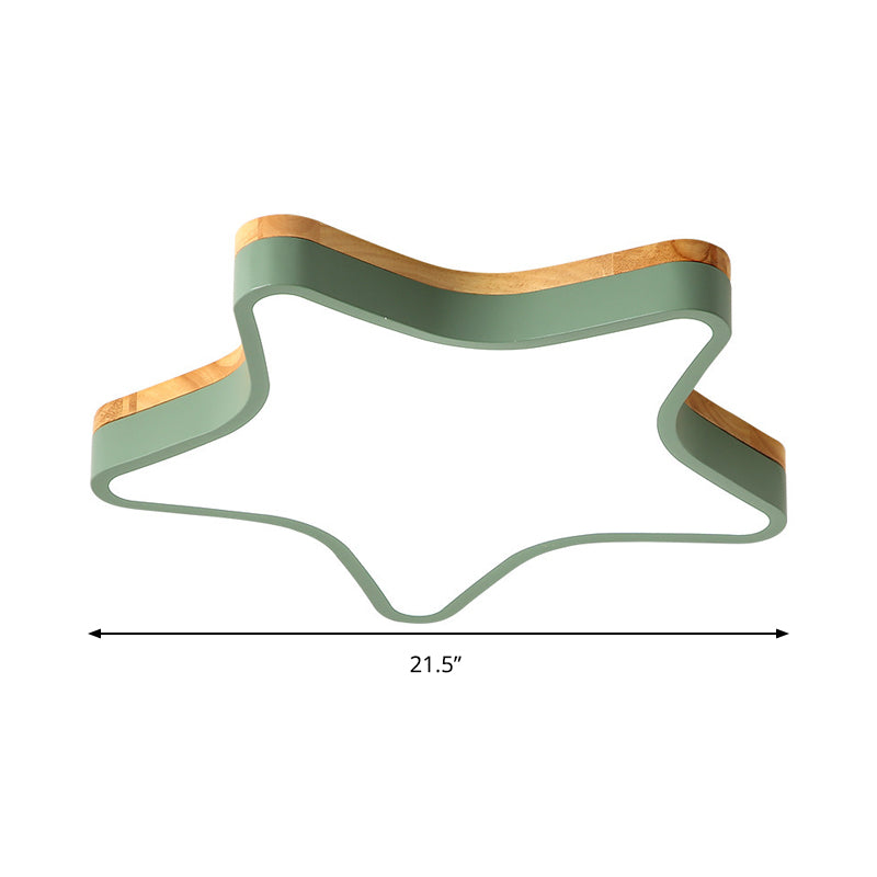 Luz de techo LED de dibujos animados de luz de techo empotrada de estrella de madera acrílica para habitación de jardín de infantes