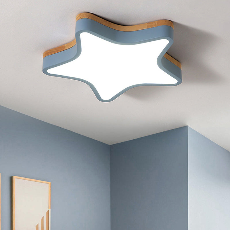 Acryl Wood Star Flush Plafond Licht Cartoon LED Plafond Licht voor Kindergarten Room