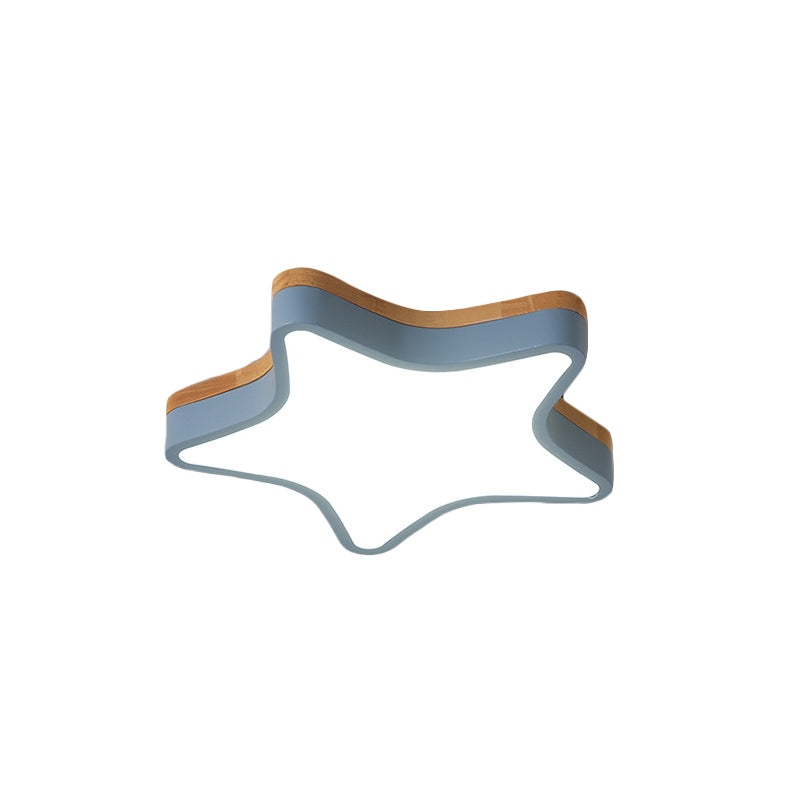 Luz de techo LED de dibujos animados de luz de techo empotrada de estrella de madera acrílica para habitación de jardín de infantes