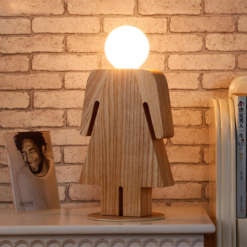 Mensen studeren kamer bureau licht hout 1 kop moderne plug -in bureaubramp in beige