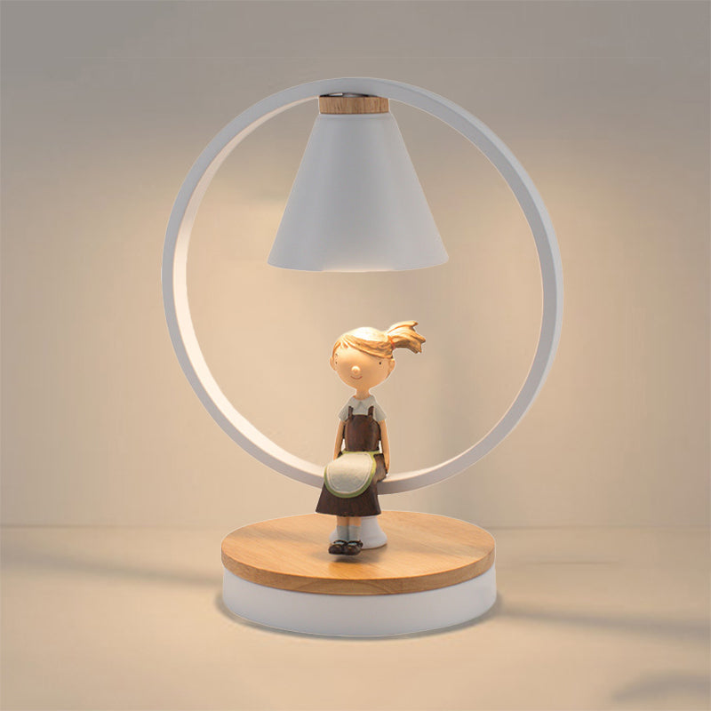 Kinder Schlafzimmer konischer Schreibtisch Licht mit Gild Deco Resin 1 Kopf moderne stilvolle weiße Tischlicht