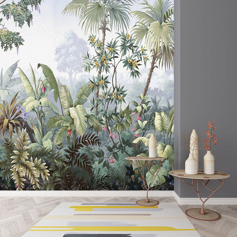 Green Tropical Wall Mural Decal Full Size Botanical Wall Decor for House Interior