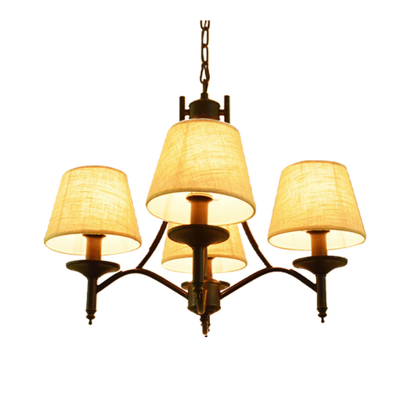 Conisch restaurant Kroonluchter lichte lodge stof 4/6/8 koppen zwart naar beneden verlichting hanger