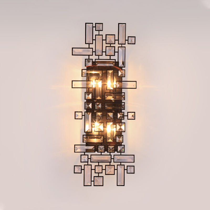 Geometrische slaapkamer muurlamp armatuur helder kristal 4-licht modernistische sconce verlichting in zwart