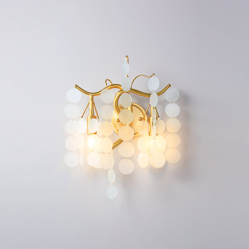 Modernism Branch Wall Light Fixture Metal 2-Head Bedroom Sconce Lighting in Brass with White/Pink/Blue Crystal Deco