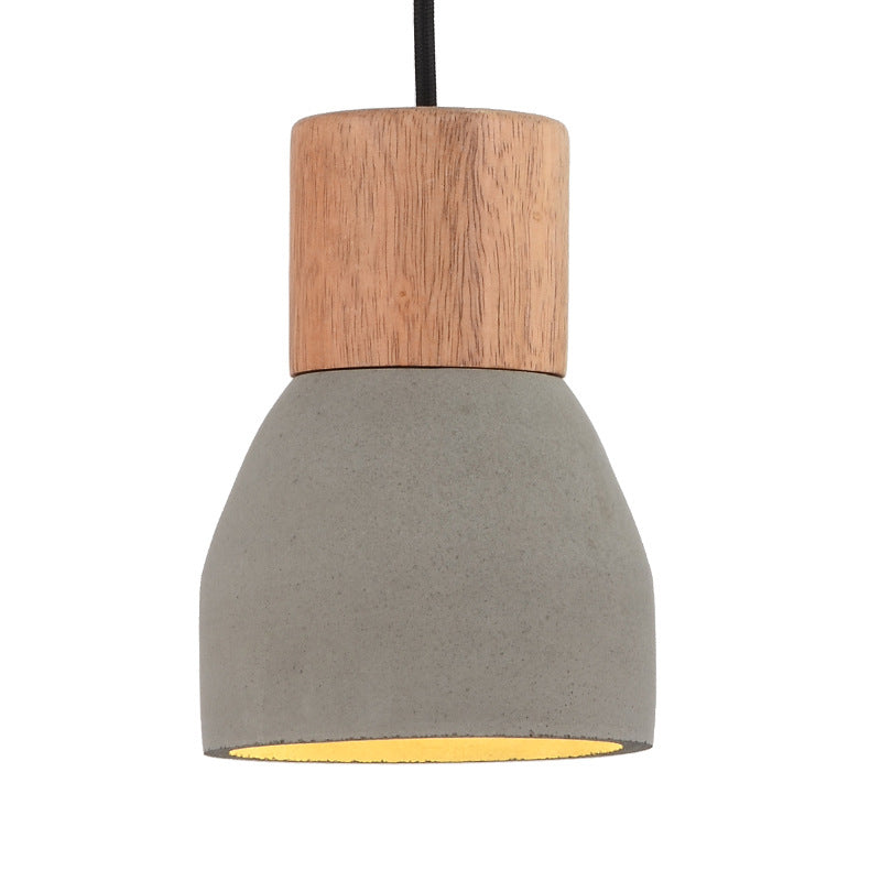 Flesvormige keukenbar druppel hanger Noordse cement 1 lamp grijs en houthangend plafondlicht