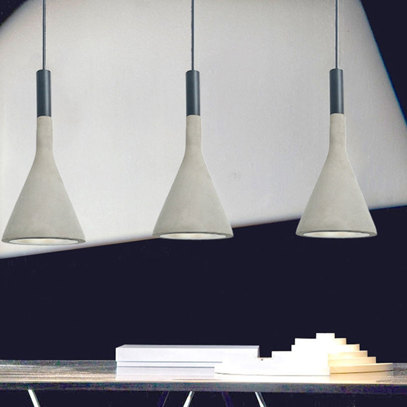 Nordic Funnel Shaped Hanging Lamp 1-Light Cement Ceiling Pendant Light in Black and Grey