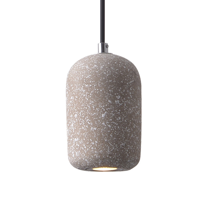 Capsule Shaped Dining Room Pendant Loft Terrazzo Black/Grey/White LED Ceiling Hang Lamp in Warm/White Light