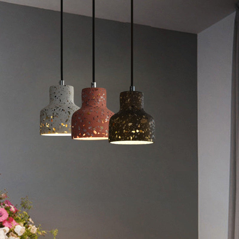 Terrazzo Black/Red/Pink Hanging Lamp Bottle 1 Bulb Nordic Down Lighting Pendant over Dining Table