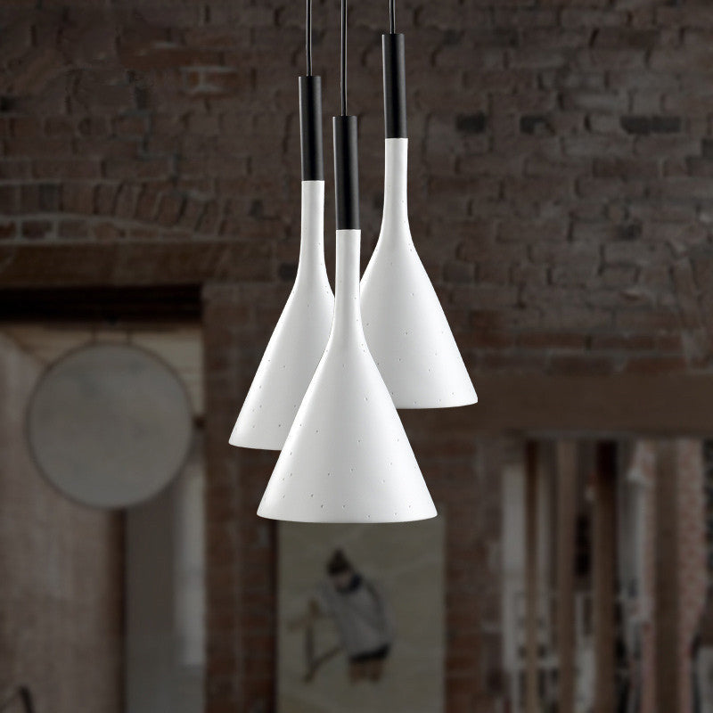 Minimalist Funnel Pendant Lighting Single Cement Hanging Light Fixture in Red/Black/White for Bedside