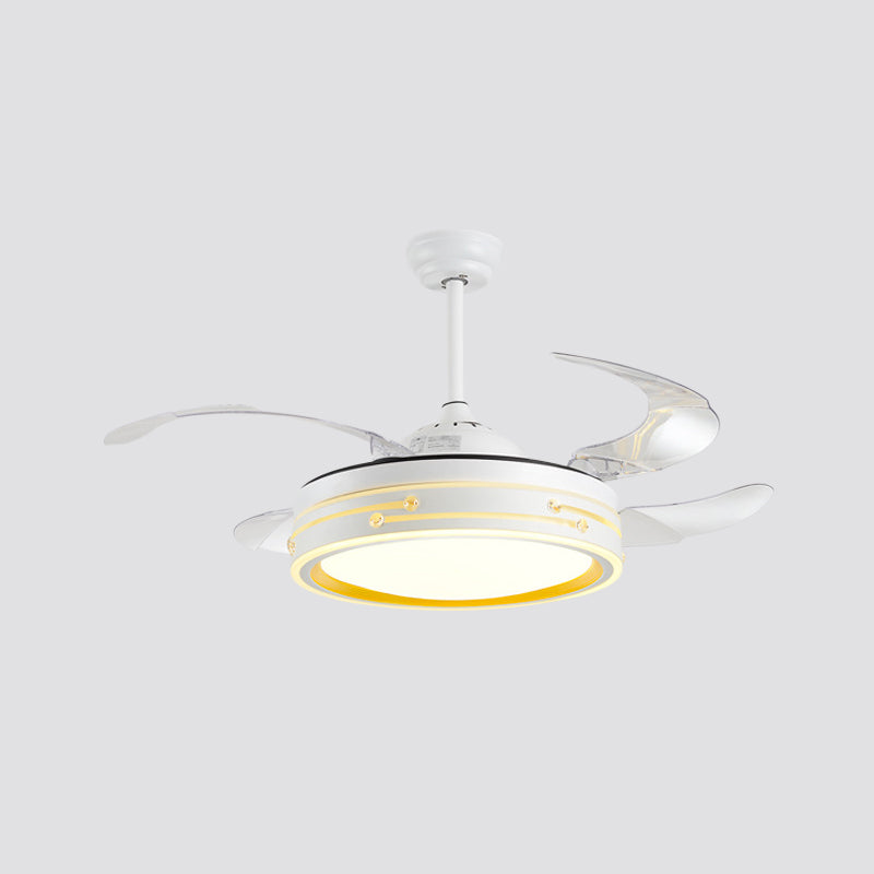 Drum Shade 4-Blade Hanging Lüfterlampe Einfache LED White Semi Flush Mount, 20 "breit