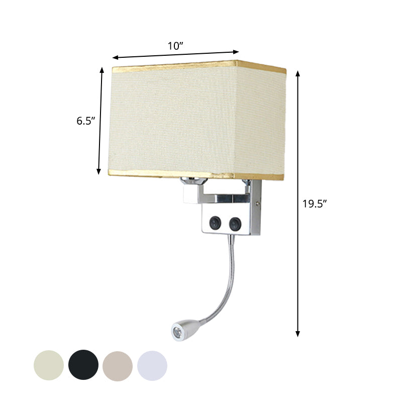 Stof rechthoekige spotlight wandlamp Noordelijke 1-licht 1-licht zwart/vlas/beige wandgemonteerd verlichtingsarmatuur