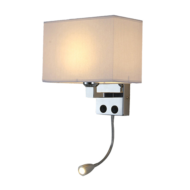Stof rechthoekige spotlight wandlamp Noordelijke 1-licht 1-licht zwart/vlas/beige wandgemonteerd verlichtingsarmatuur