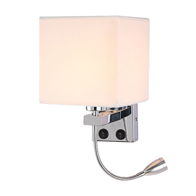1 tête de chevet de chevet lampe de lecture moderne noir / beige / beignet de projecteur Lumière murale avec une nuance de tissu rectangulaire
