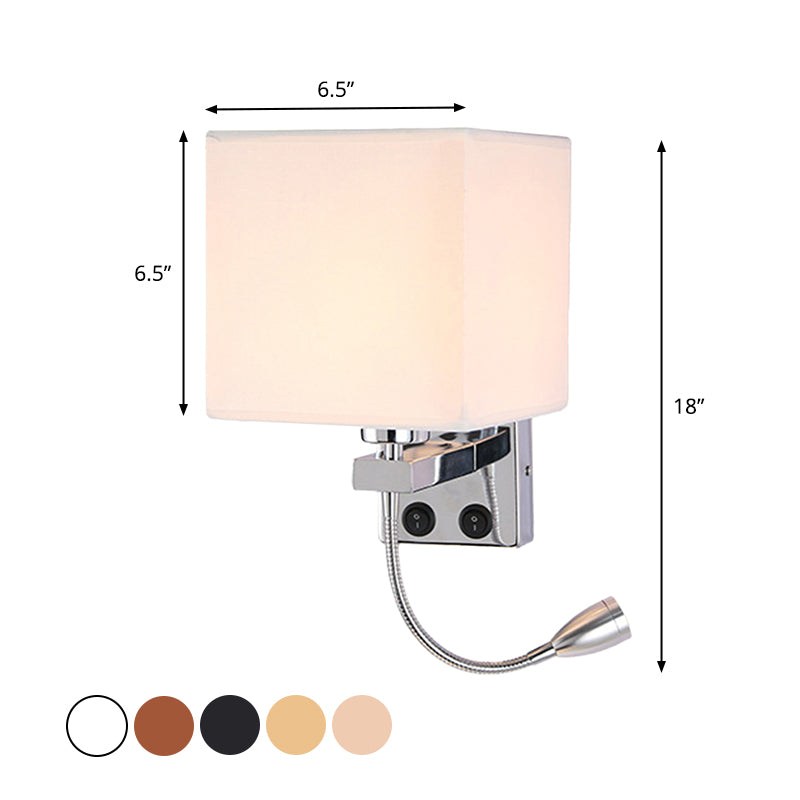 1 tête de chevet de chevet lampe de lecture moderne noir / beige / beignet de projecteur Lumière murale avec une nuance de tissu rectangulaire
