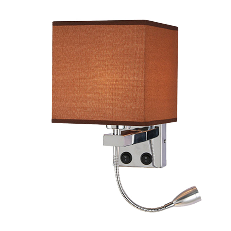 1 tête de chevet de chevet lampe de lecture moderne noir / beige / beignet de projecteur Lumière murale avec une nuance de tissu rectangulaire