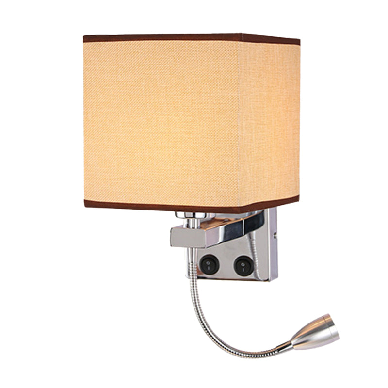 1 tête de chevet de chevet lampe de lecture moderne noir / beige / beignet de projecteur Lumière murale avec une nuance de tissu rectangulaire