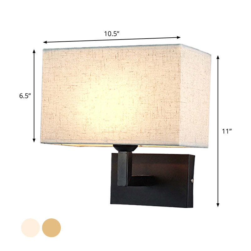 Illuminazione a parete rettangolare tessuto minimalista 1 testa beige/lampada da parete di lino per camera da letto