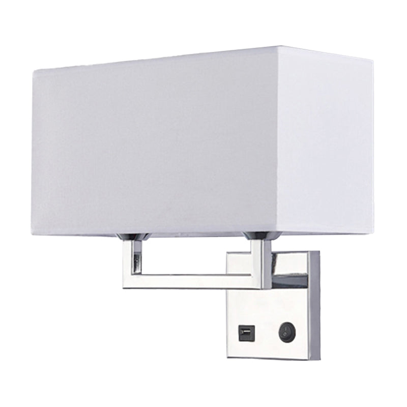 Lampada da parete in tessuto cuboidale Lampada minimalista 2 luci beige/lampada montata a parete bianca per soggiorno