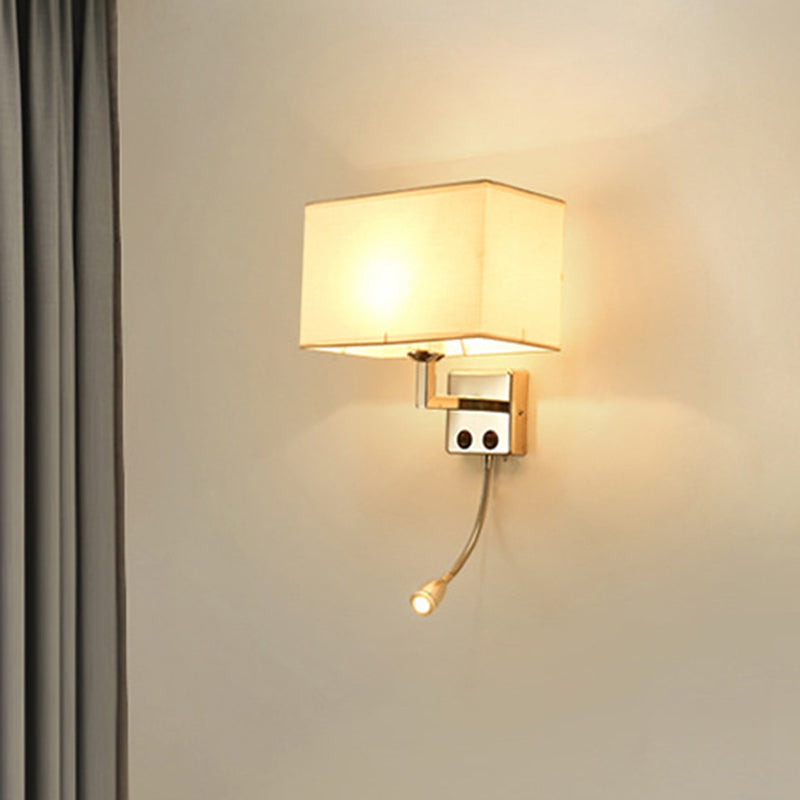 Rectangle Wall Lighting Ideas Nordic Fabric 1 Bulb Bedroom Spotlight Wall Lamp in Black/White