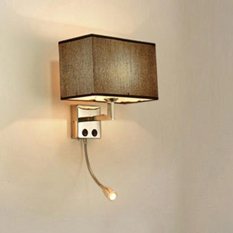 Rectangle Wall Lighting Ideas Nordic Fabric 1 Bulb Bedroom Spotlight Wall Lamp in Black/White