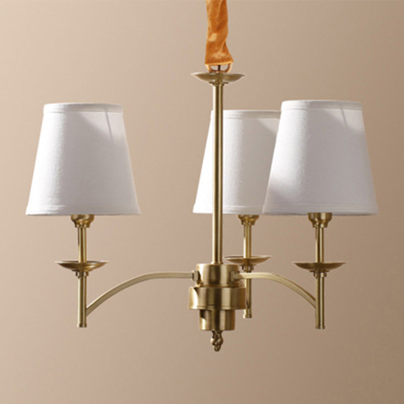 6/8/10-Bulb Ceiling Chandelier Traditional Tapered Fabric Suspension Pendant Light in Gold