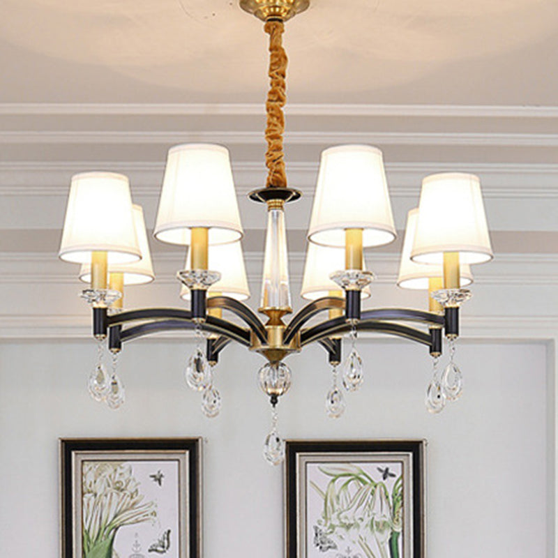 Stoffkegel Kronleuchterlampe moderne 6/8 Lichter Stoffleuchte mit Kristall Akzent