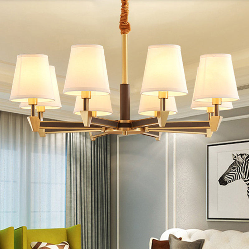 Postmoderne konische Decke Anhänger Stoff 6/8-Kopf-Wohnzimmer Kronleuchter in Weiß