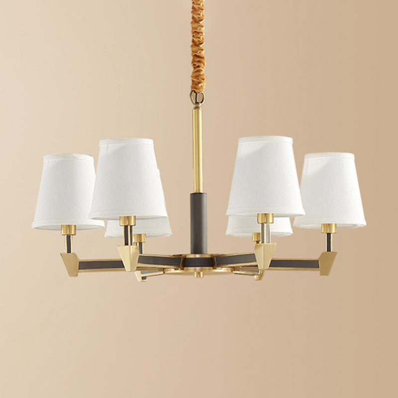 Postmoderne konische Decke Anhänger Stoff 6/8-Kopf-Wohnzimmer Kronleuchter in Weiß