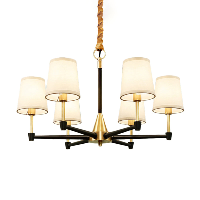 Conic Schlafzimmer Decke hängen helles Stoff/weißes Glas 6/8-Licht moderner Kronleuchter in Schwarz und Gold