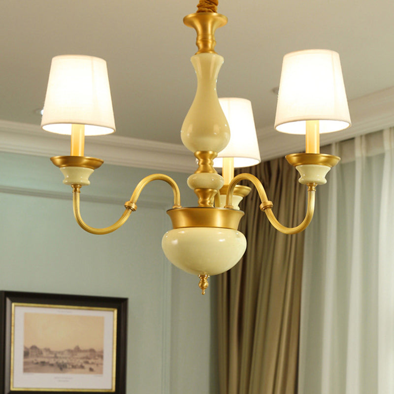 Keramiek Candelabra kroonluchter platteland 3/6/8-bol slaapkamer hanglamp met kegelstofschaduw