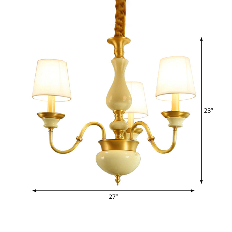 Keramiek Candelabra kroonluchter platteland 3/6/8-bol slaapkamer hanglamp met kegelstofschaduw