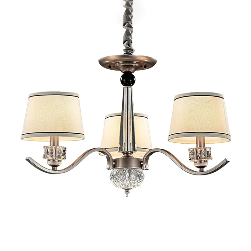 Stof witte kroonluchter taps toelopend 3/6/8-bulb landstijl plafond hanglampje voor woonkamer