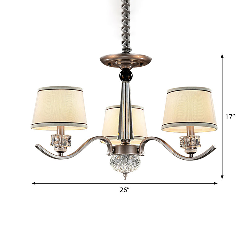 Fabric White Chandelier Tapered 3/6/8-Bulb Country Style Ceiling Pendant Light for Living Room