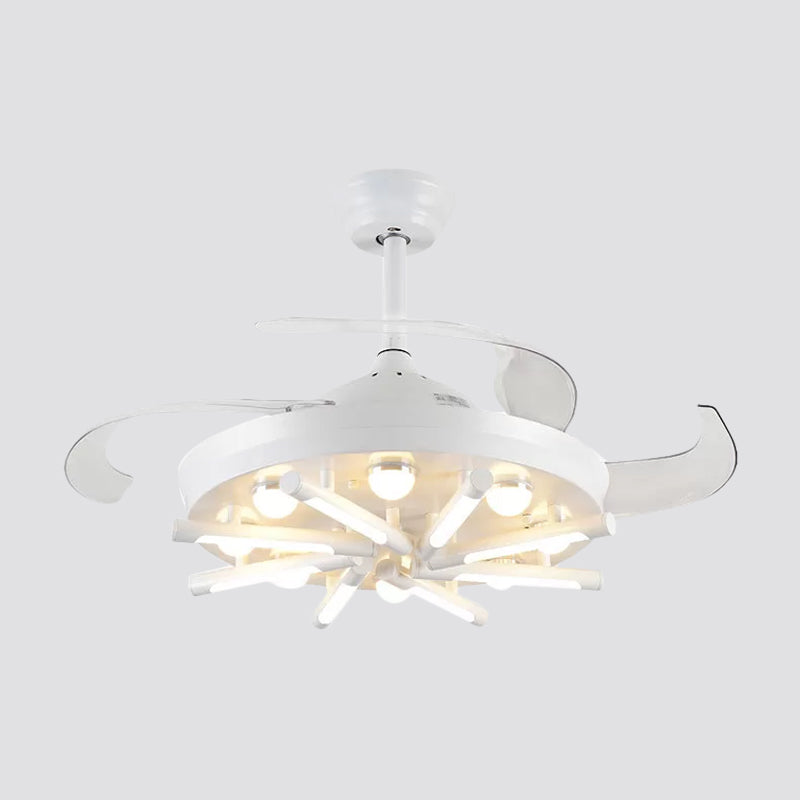 Lampada semifulina radiale da 19 "Modernismo Modernismo lampada da ventola a sospensione in metallo con 4 lame