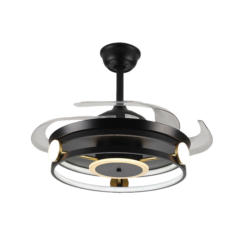 MACARON CIRCular 4 Blades Halbflush Deckenleichte Acryl -Esszimmer LED Hanging Lüfterlampe, 20 "breit