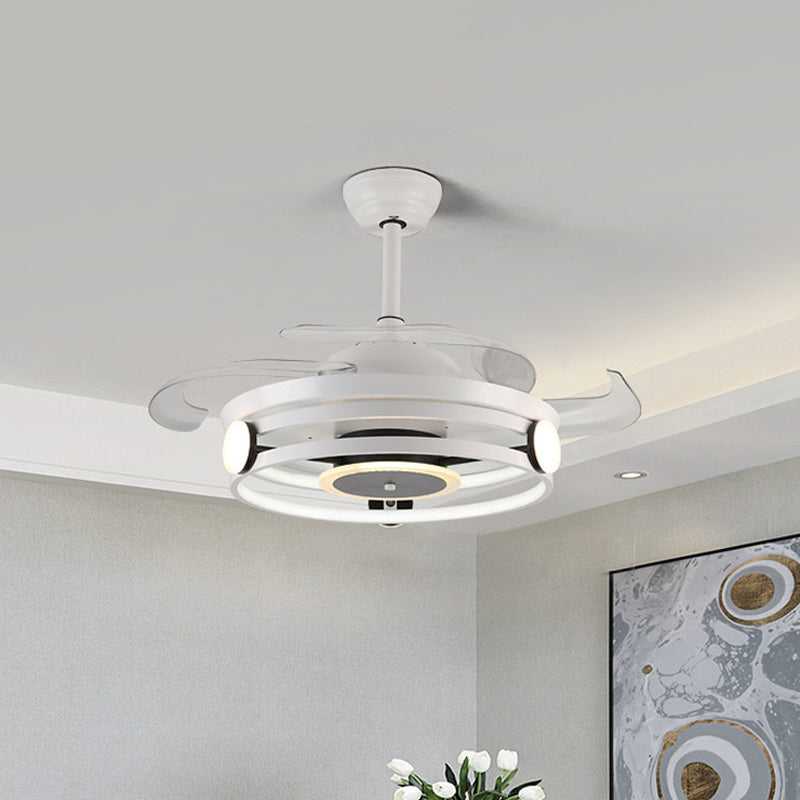 MACARON CIRCular 4 Blades Halbflush Deckenleichte Acryl -Esszimmer LED Hanging Lüfterlampe, 20 "breit