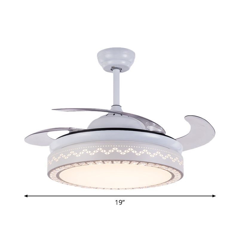 LED moderniste à 4 lames LED MODIFICATIVE LECIR LEIL BLANC HOLLOW-OUT PRENDANT ROND PRENDANT avec ombre acrylique, 19 "de large