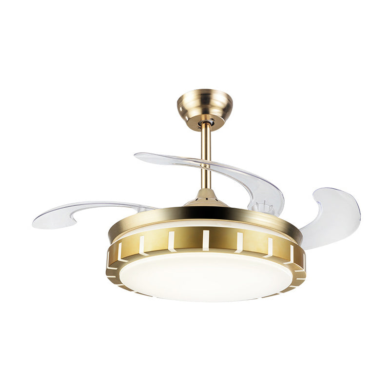 19 "Wide Round Round Hanging Fan Light Acryl LED Slaapkamer Semi -Flush met 4 Blades