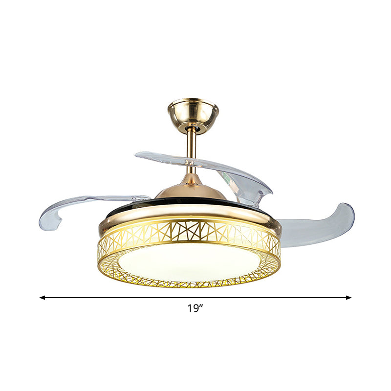 Nestförmiger Wohnzimmer Deckenlüfter Leuchtmetall 19 "breit LED Simplicity Halbflush Mount, 4 Klingen