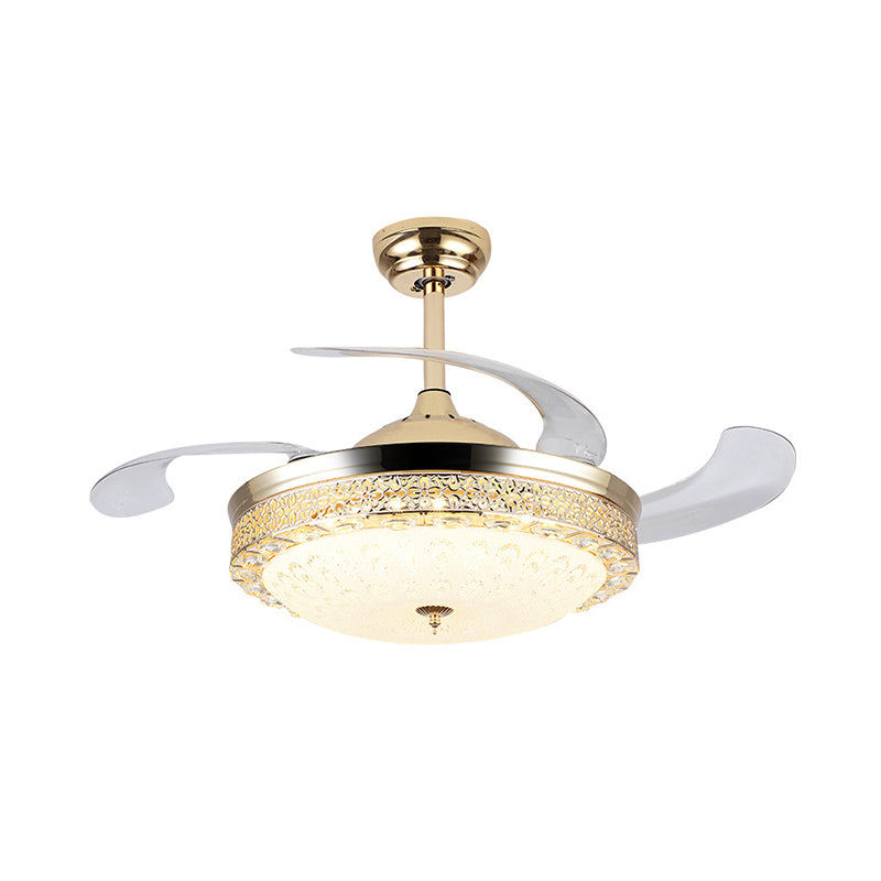 Bowl Dining Room Pendant la lampe de la lampe de la lampe à facette Crystal 19 "LED MODERNISME LED Éclairage à monture semi-chasseur, 4 lames