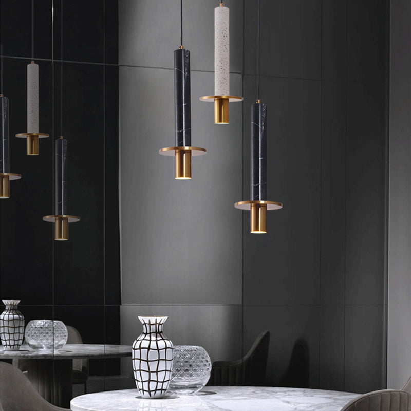 Zwaard hanger plafondlicht ontwerper marmer eetkamer led hangende lamp in zwart/wit/beige en messing