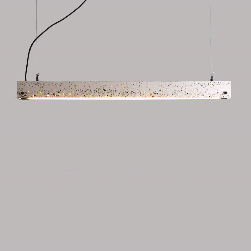 Terrazzo Bar Shaped Pendant Light Minimalist Dining Room Ceiling Suspension Lamp in Grey