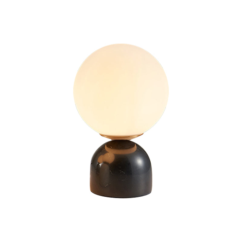 Servizio di notte semplice a sfera Light Milky Glass 1 Lampada da comodino con piedistallo in marmo nero/bianco/verde