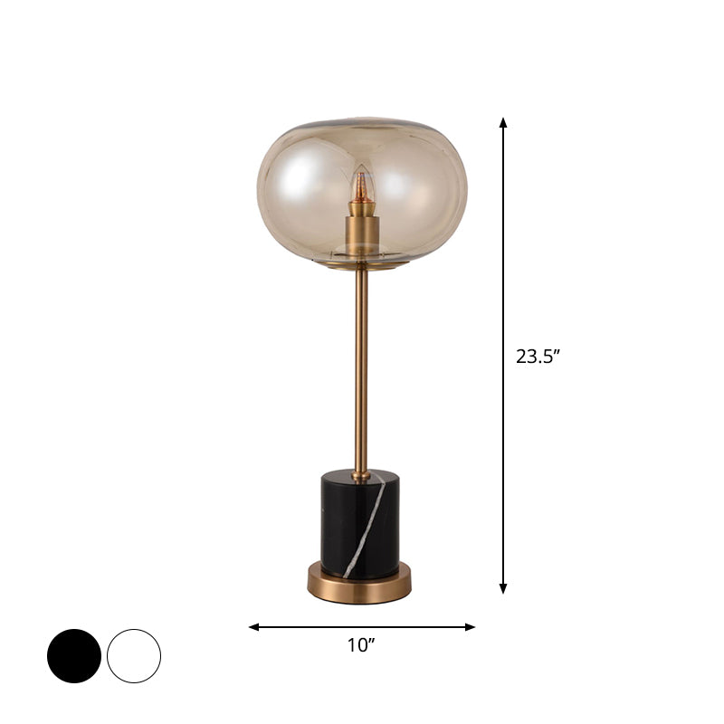Alien-Nachttischlampe klar/rauchgraues Glas 1-Licht-Designer Nachtständer hell in Schwarz/Weiß