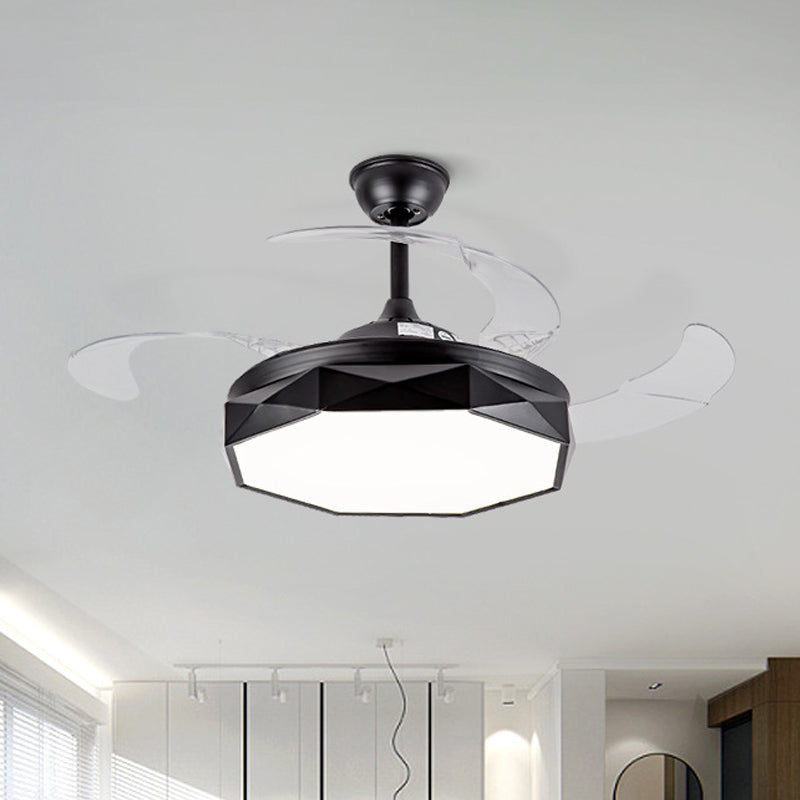 Prismy Wohnzimmer Deckenlüfter leichte Metallic 15,5 "breit führte Nordic Semi Flush Mount, 4 Klingen